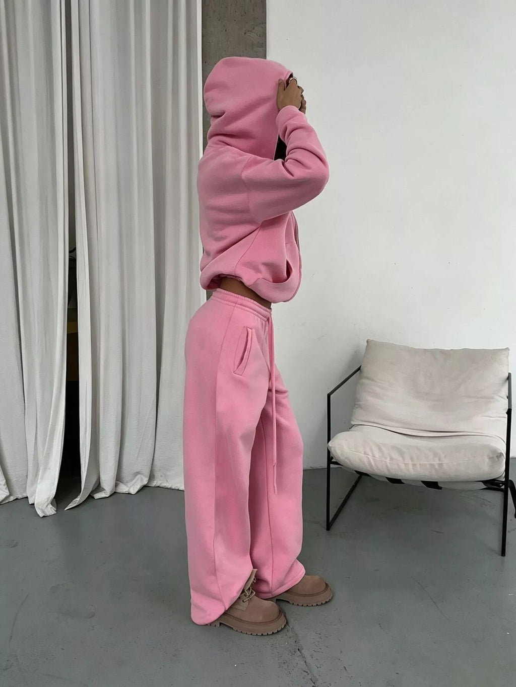 Zip-Up Hoodie & Wide-Leg Sweatpants Set by Belle Bijouix – view 16 of 29