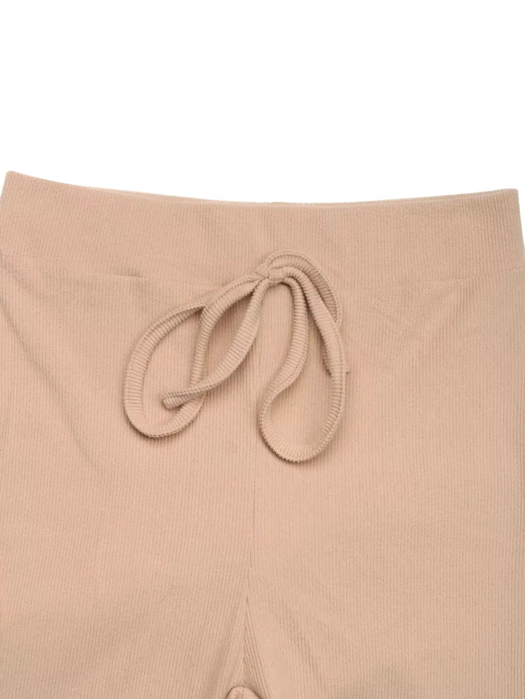 Long Sleeve Hoodie and Pants Set by Belle Bijouix in beige knit fabric with a drawstring waist