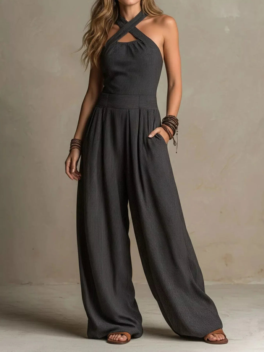 Halter Neck Wide-Leg Jumpsuit