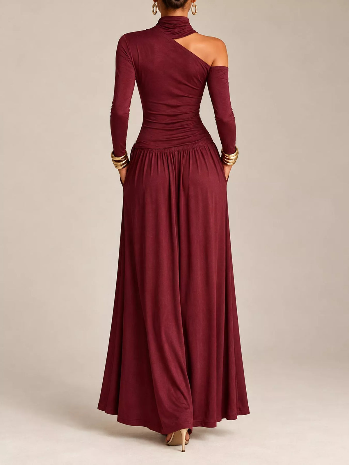 Asymmetric Cutout Long Sleeve Maxi Dress by Belle Bijouix – view 7 of 11