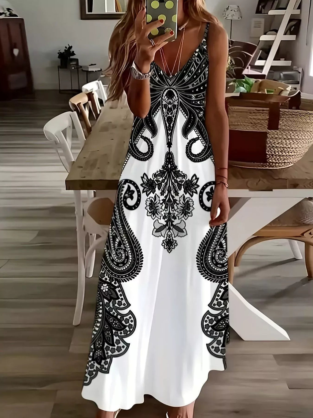 Paisley Print Spaghetti Strap Maxi Dress by Belle Bijouix – view 1 of 3
