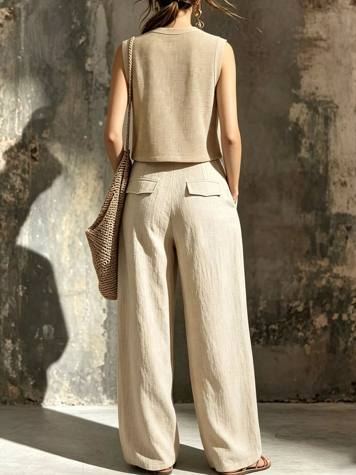 Crop Top & Wide-Leg Cargo Pants Set