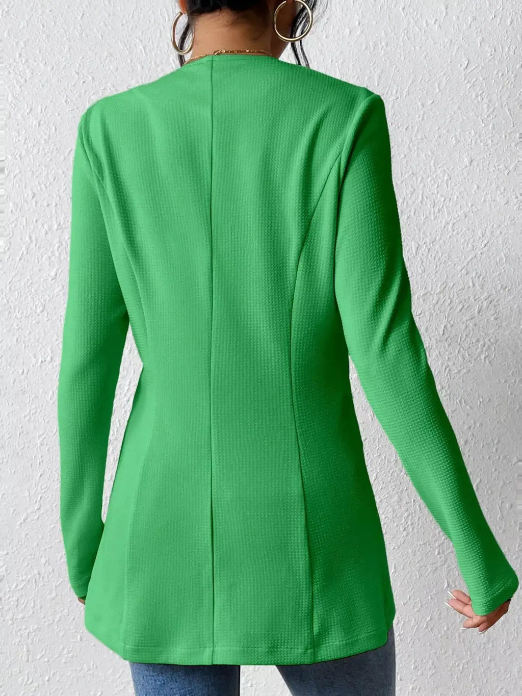Single-Button Long Sleeve Blazer by Belle Bijouix in bright green