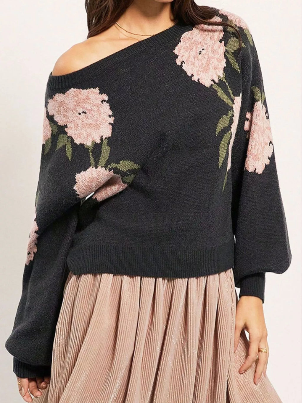 Floral Dropped Shoulder Knit Sweater by Belle Bijouix – view 10 of 16