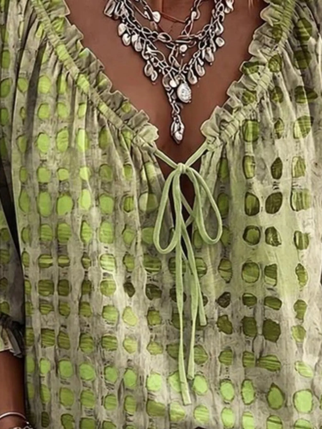 Tie Neck 3/4 Sleeve Blouse