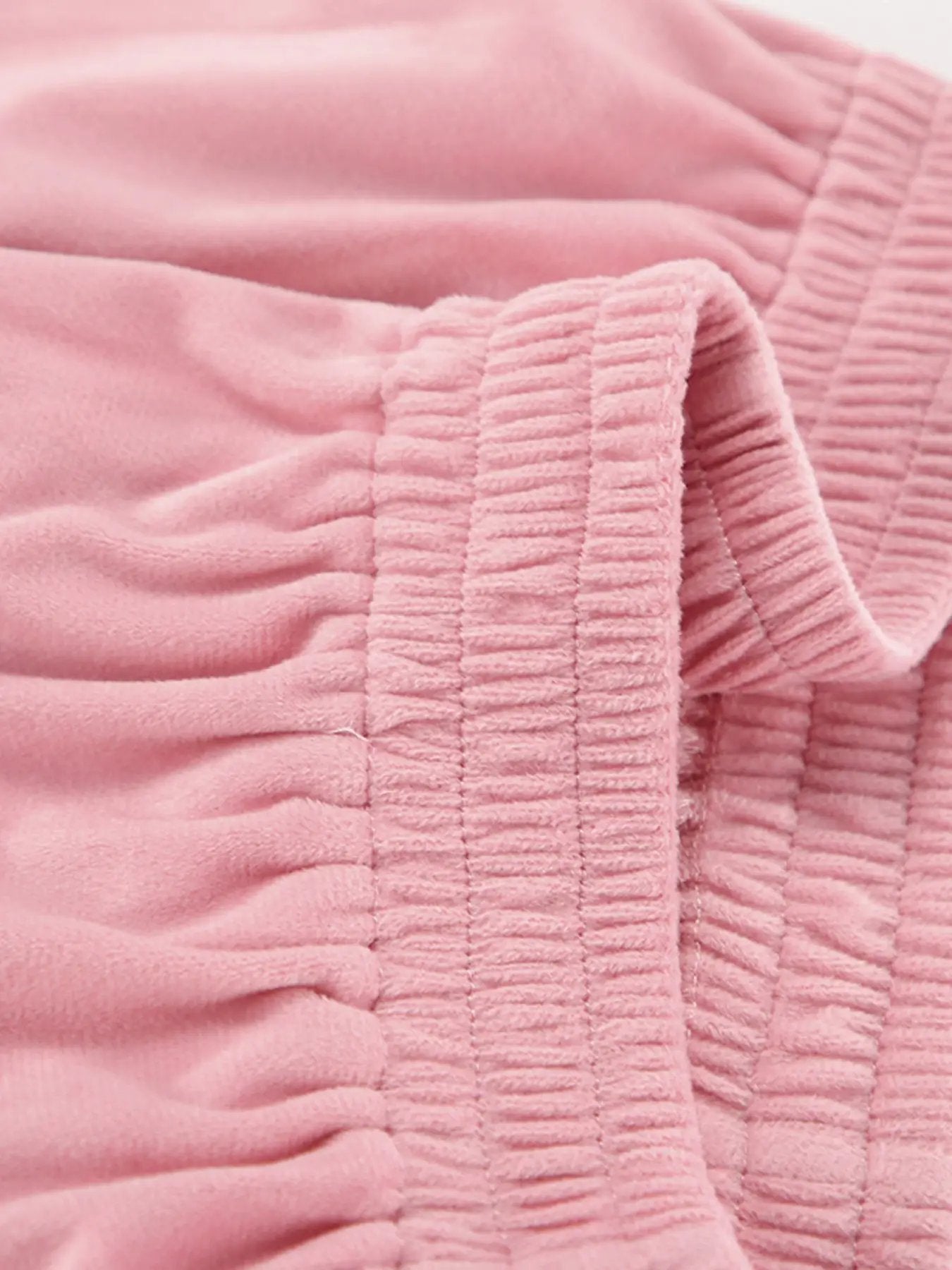 Quarter Zip Long Sleeve Top and Pants Set pink fleece loungewear with ribbed cuffs