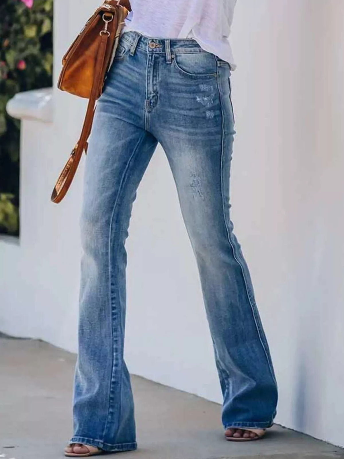 Distressed High-Waisted Flare Jeans by Belle Bijouix – view 2 of 3