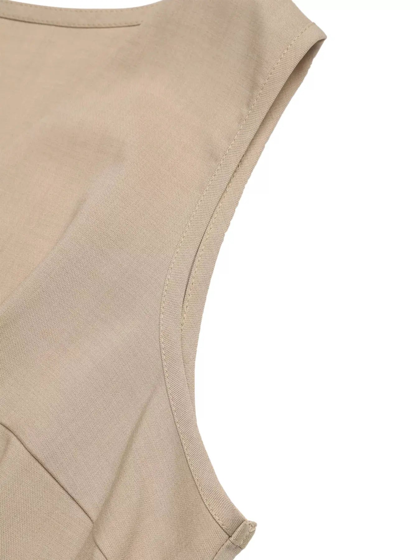 Sleeveless Button-Down Tie Waist Romper in beige by Trendsi