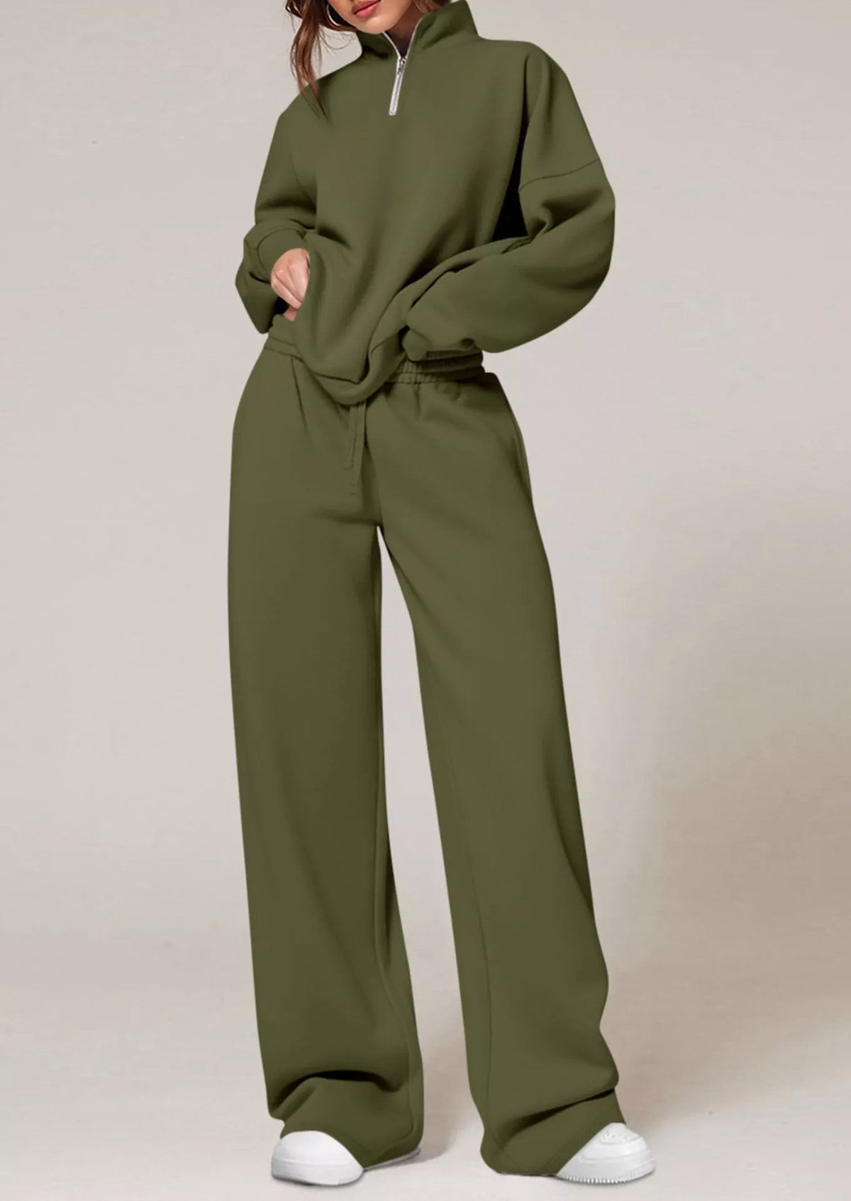 Half-Zip Sweatshirt & Wide-Leg Sweatpants Set by Belle Bijouix – view 20 of 27