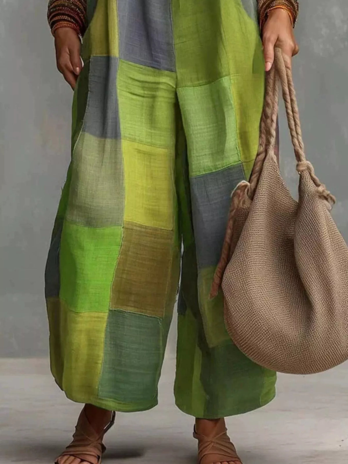 Plaid Halter Neck Wide-Leg Jumpsuit