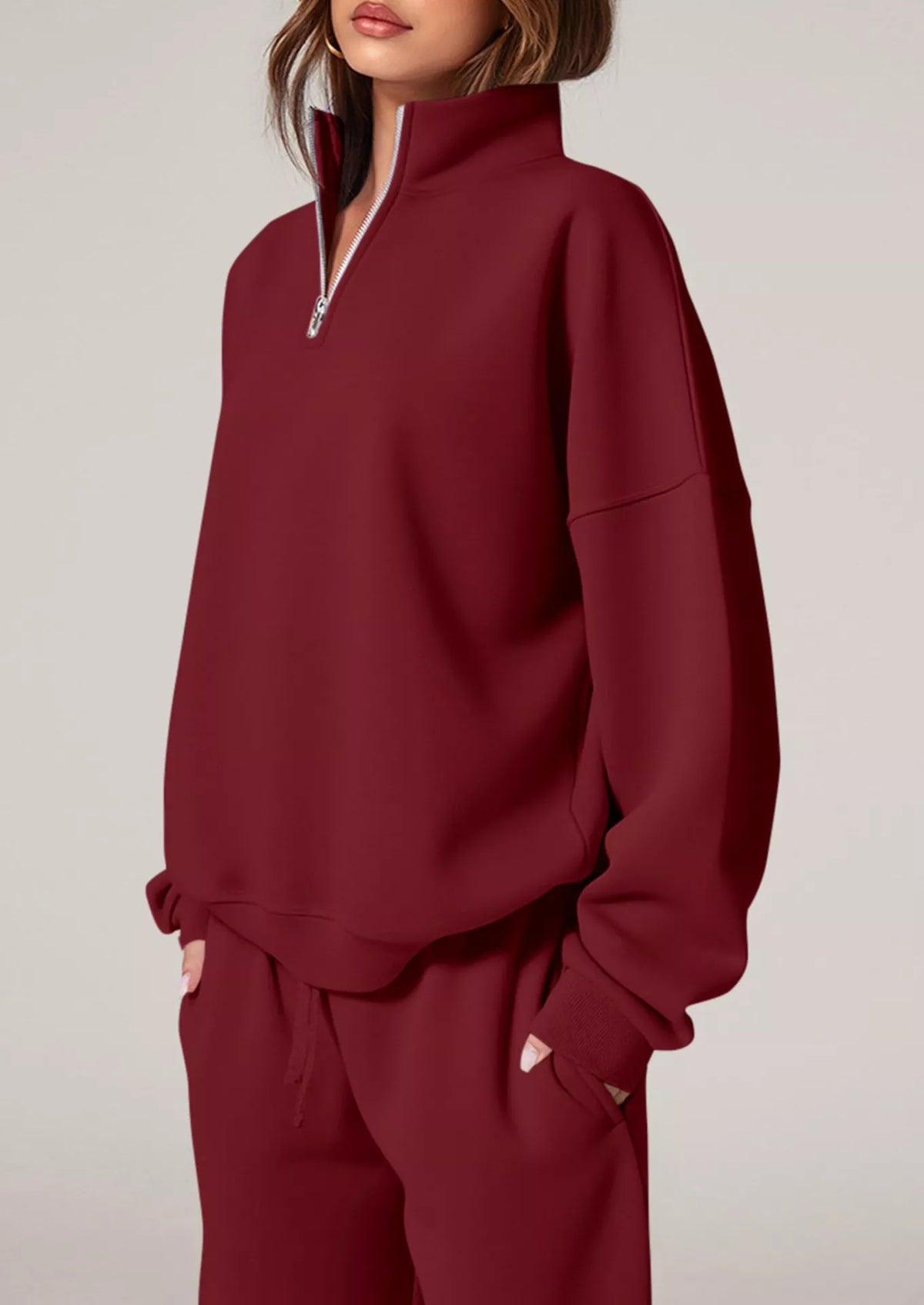 Half-Zip Sweatshirt & Wide-Leg Sweatpants Set by Belle Bijouix – view 14 of 27
