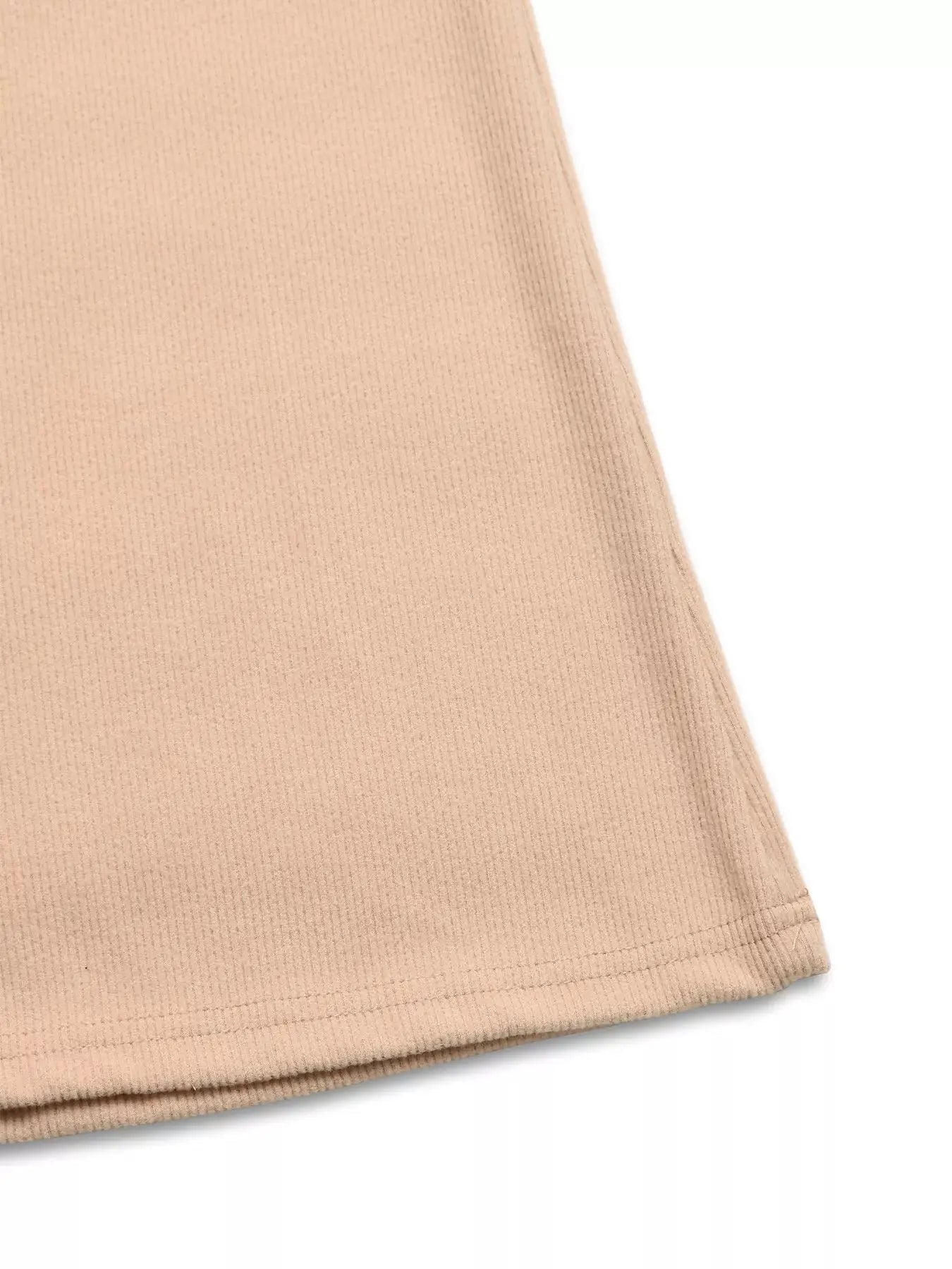 Long Sleeve Hoodie and Pants Set in beige knit fabric for sleepwear and loungewear.