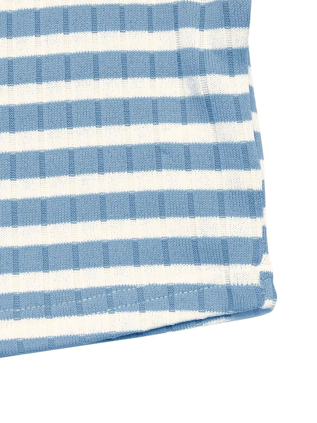 Belle Bijouix striped knit lounge set in blue and white; top and pants