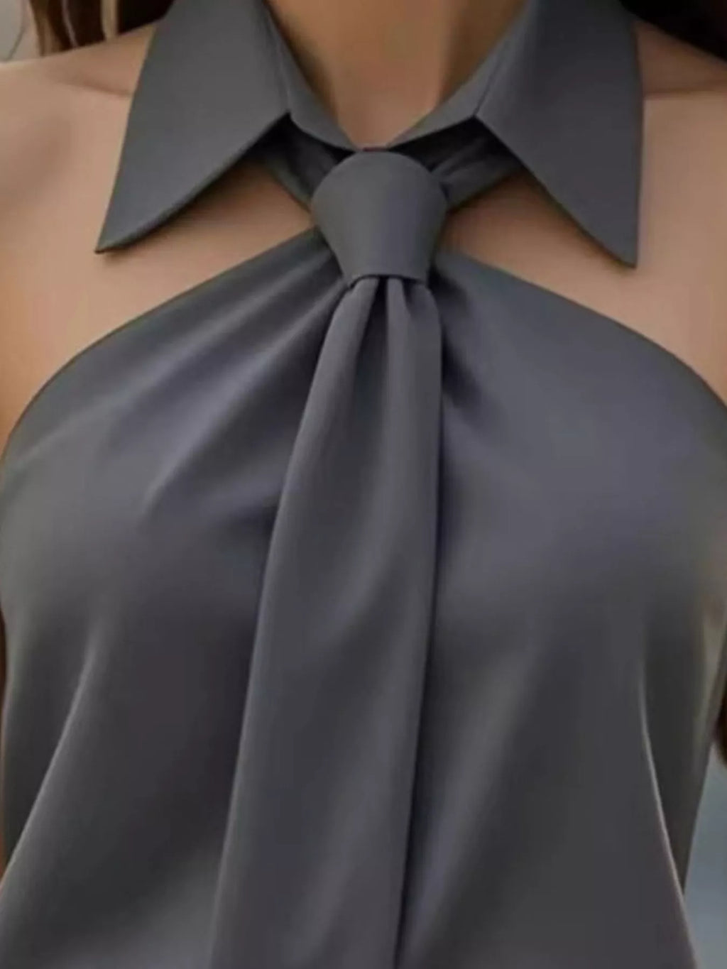 Sleeveless Halter Neck Top with Tie-Front Collar by Belle Bijouix – view 10 of 16