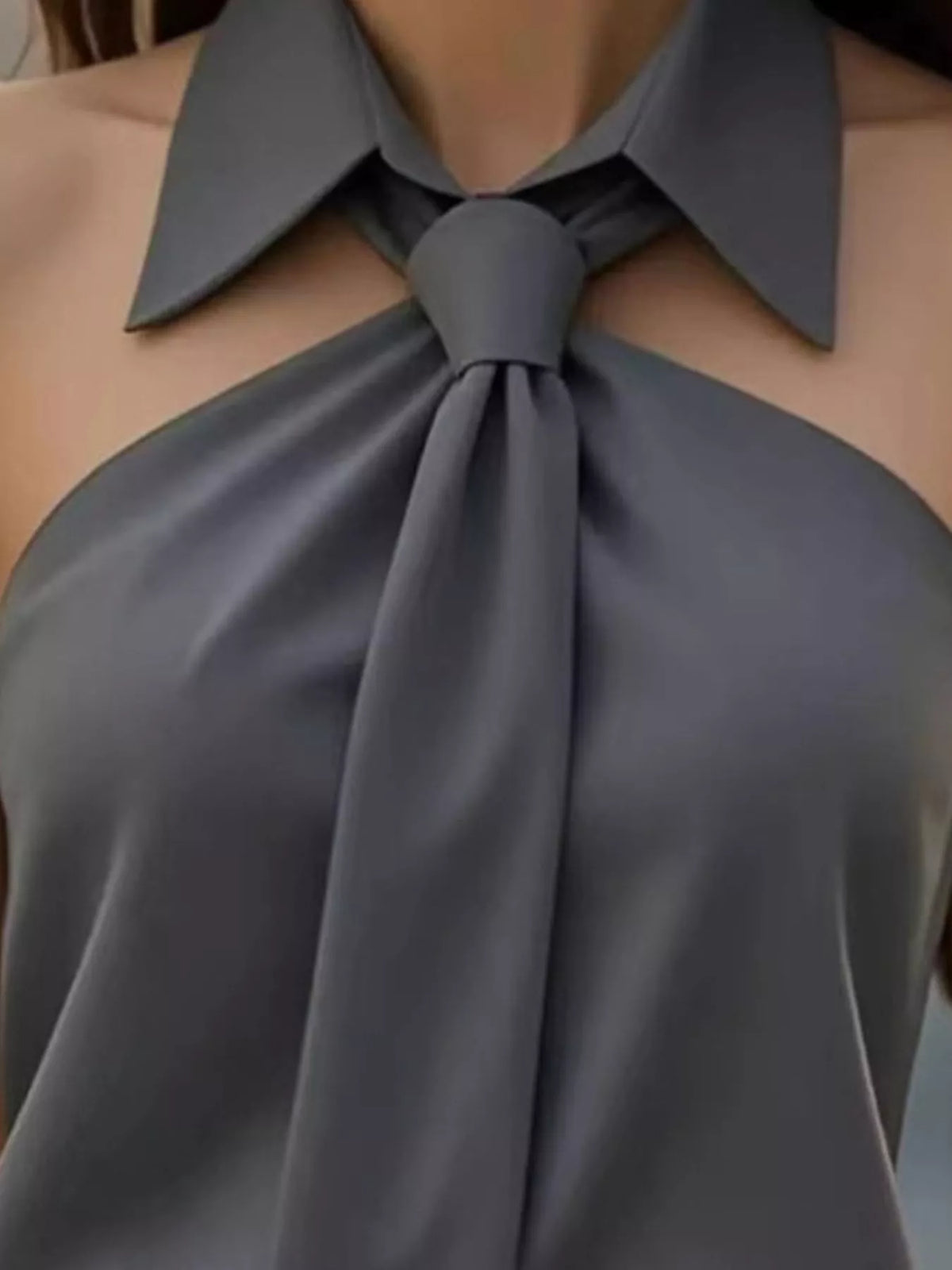 Sleeveless Halter Neck Top with Tie-Front Collar by Belle Bijouix – view 10 of 16
