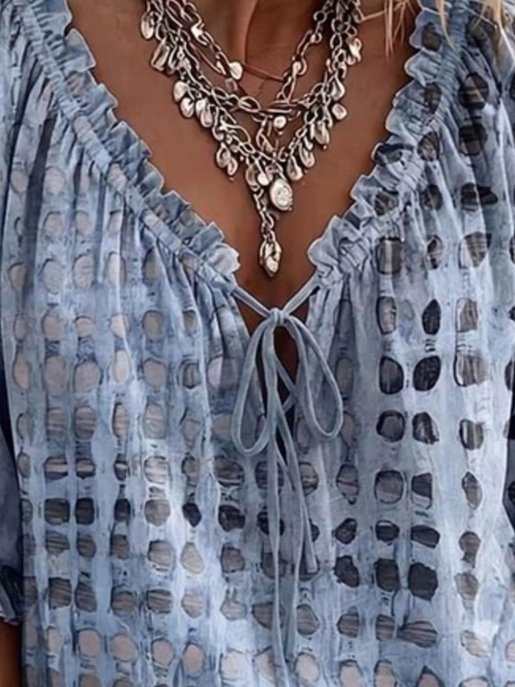 Tie Neck 3/4 Sleeve Blouse