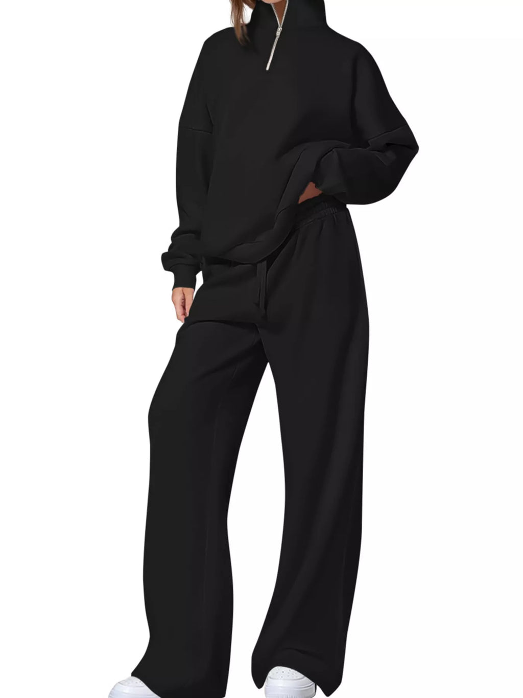 Half-Zip Sweatshirt & Wide-Leg Sweatpants Set by Belle Bijouix – view 10 of 27