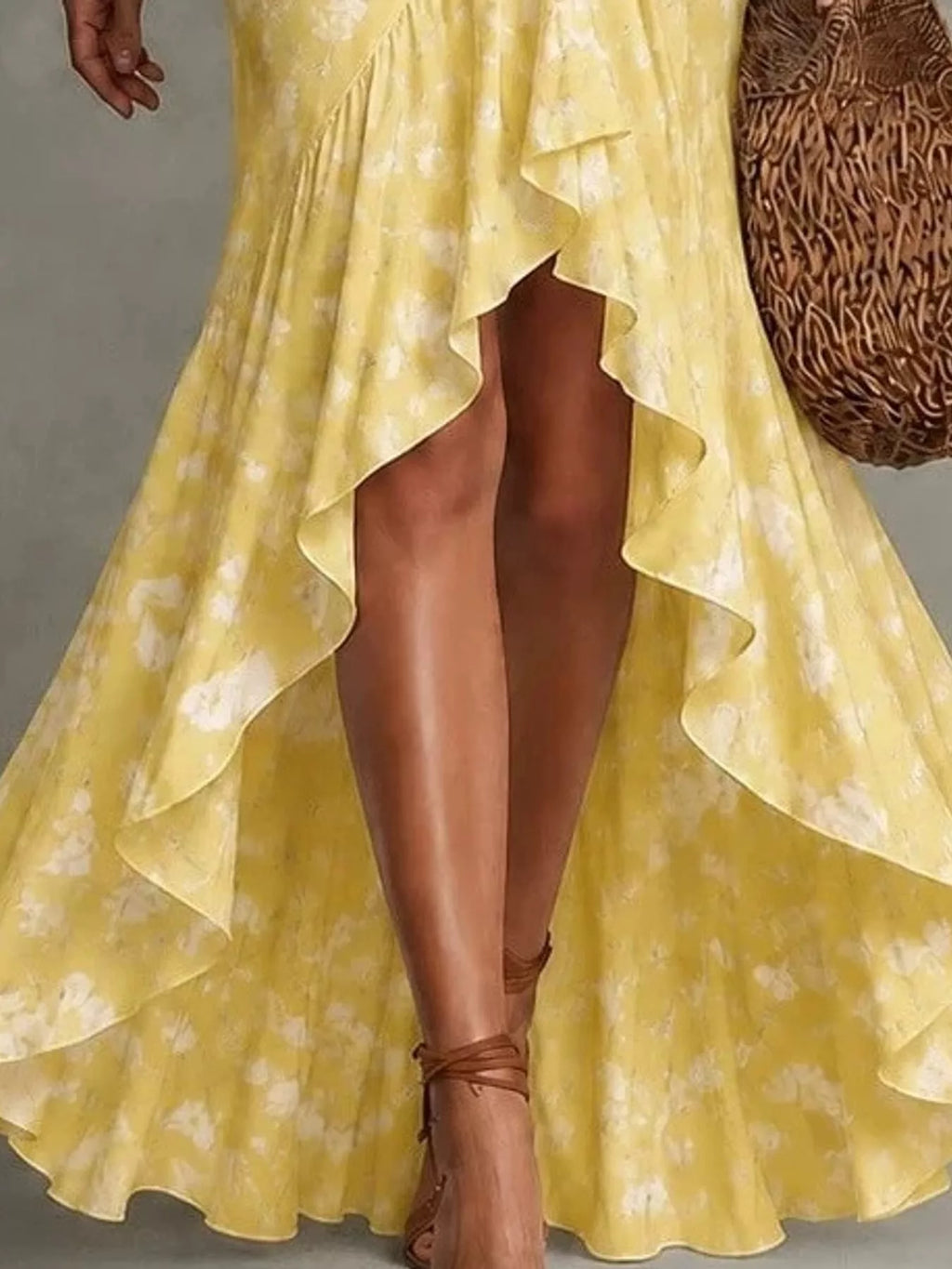 Floral Surplice High-Low Ruffle Maxi Dress by Belle Bijouix – view 9 of 20
