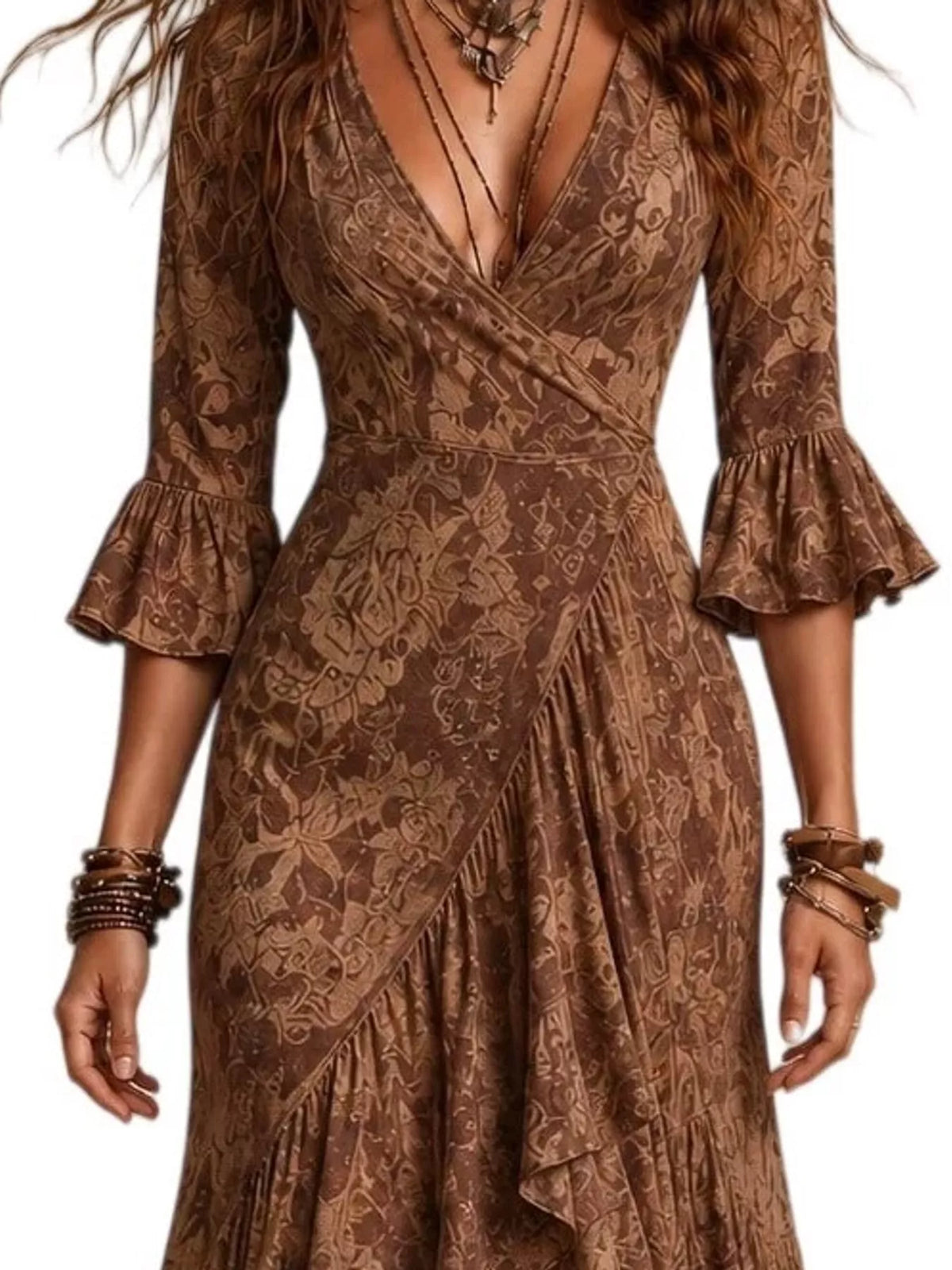 Floral Surplice High-Low Ruffle Maxi Dress by Belle Bijouix – view 3 of 20