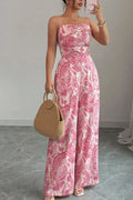Paisley Print Wide-Leg Jumpsuit by Trendsi in pink paisley print with spaghetti straps