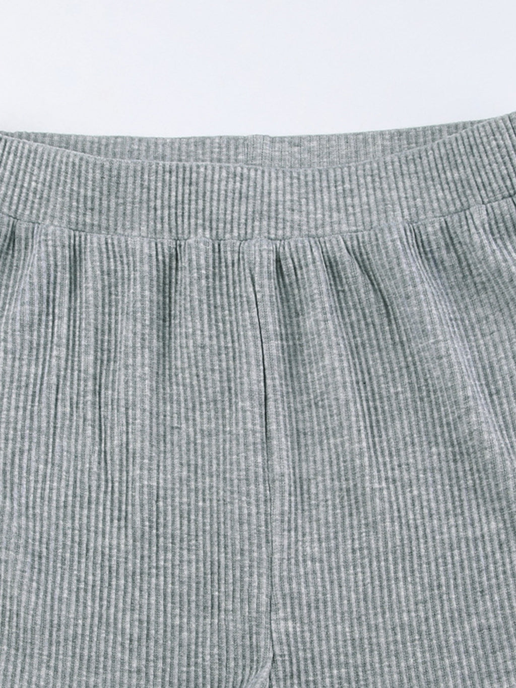 Ribbed knit top and shorts hoodie set by Belle Bijouix, gray fabric