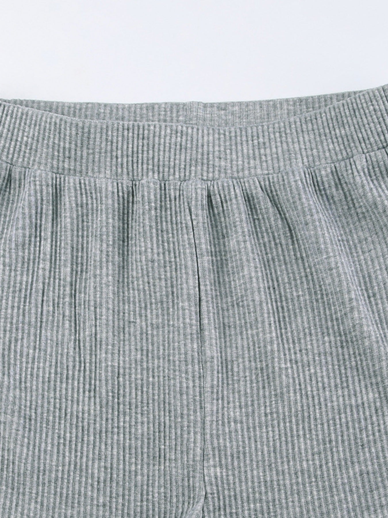 Ribbed knit top and shorts hoodie set by Belle Bijouix, gray fabric