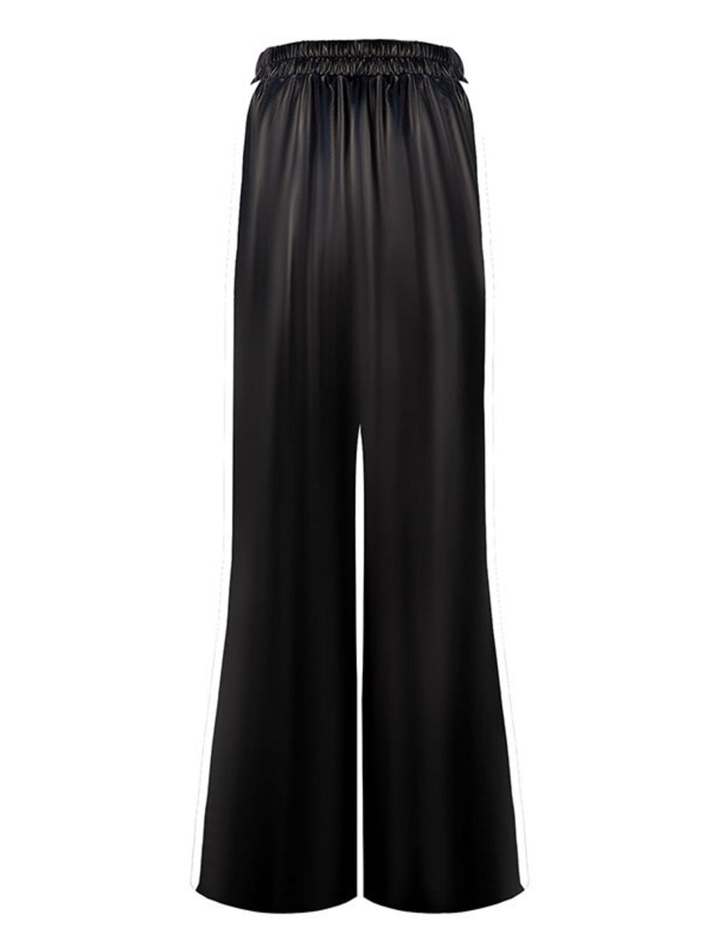 Striped wide-leg pants by Trendsi in black with elastic smocked waistband