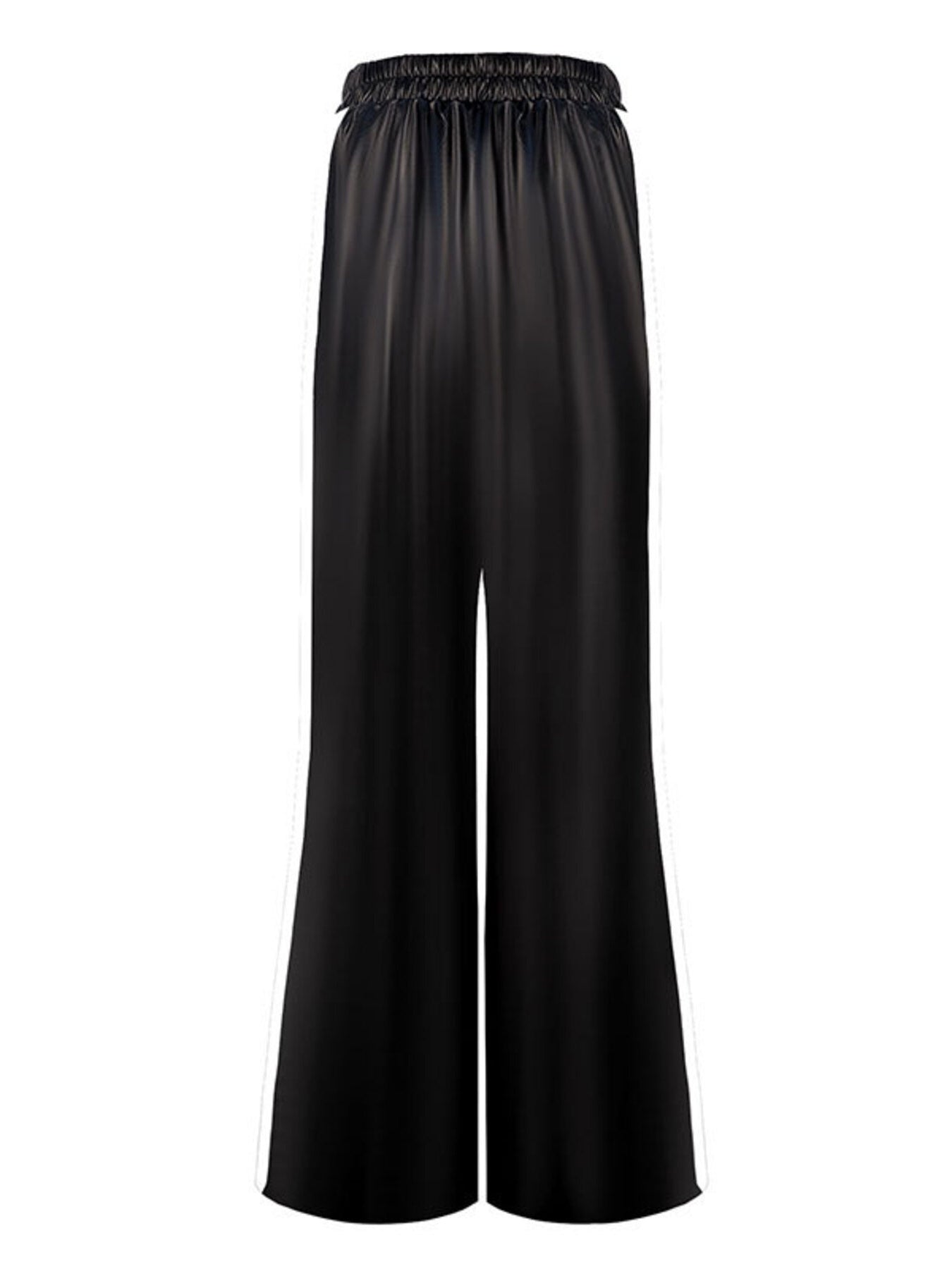Striped wide-leg pants by Trendsi in black with elastic smocked waistband