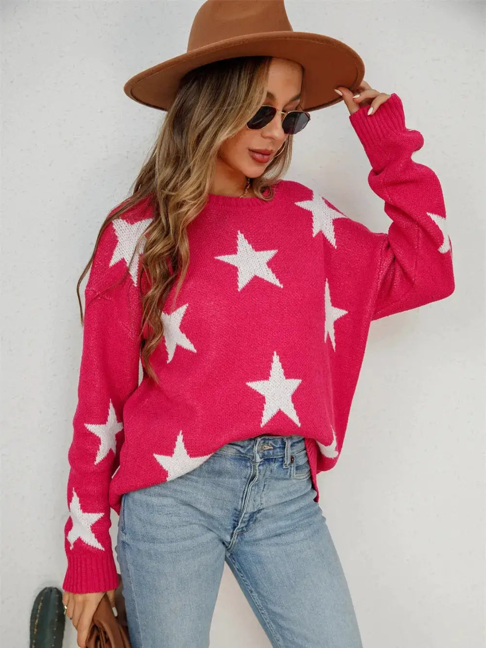 Angel Wings Star round-neck pink sweater by Belle Bijouix